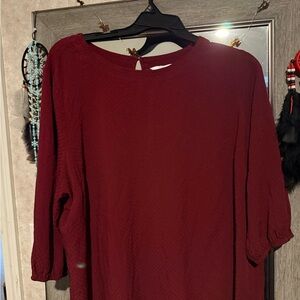 Burgundy 3/4 Sleeve Blouse